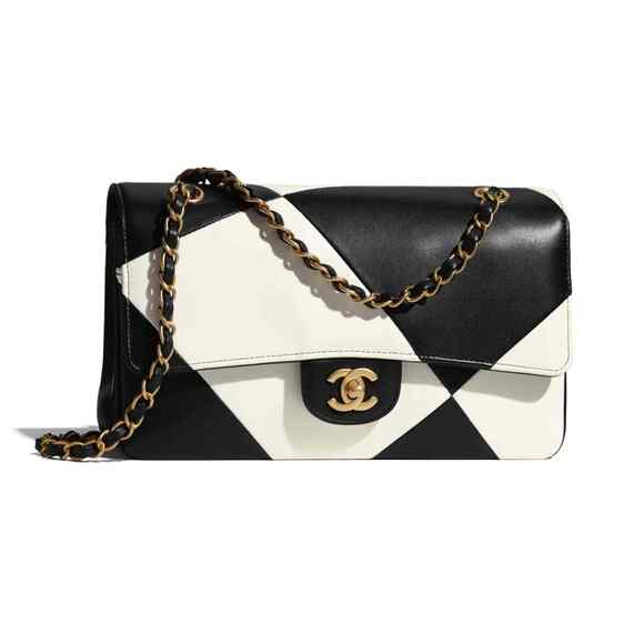 Chanel 21A Black White Mini Flap Rectangle CC Gold Logo Shoulder Crossbody Bag - Picture 1 of 12
